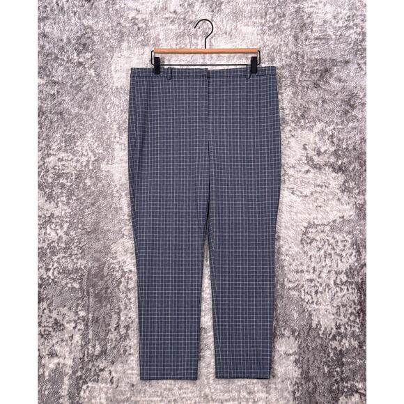 Theory Pants 12 Womens Performance Knit Slim Cropped Trouser Gray Window Check - Picture 1 of 7